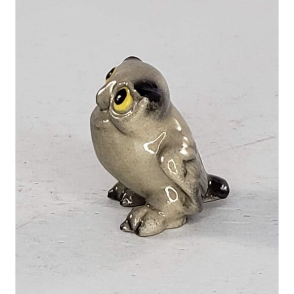 Hagen Renaker Barn Owl Grey Horned Brown Baby Miniature Figurine Set - Picture 3 of 12